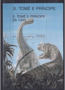 St. TOME' E PRINCIPE  francobolli sui dinosauri serie completa nuova